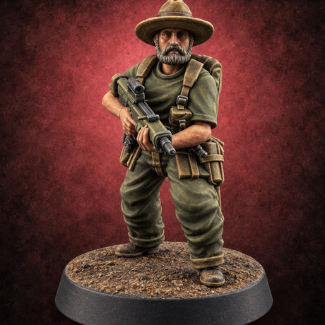 Brims Low, Bullpups Up Human Rifleman in Slouch Hat C — painted concept preview (miniature supplied unpainted)