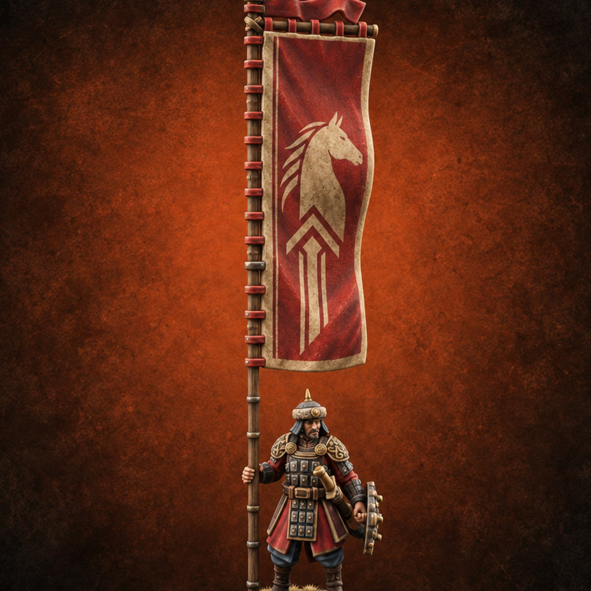 Horn, Banner and Blade Human Steppe Commander B — painted concept preview (miniature supplied unpainted)