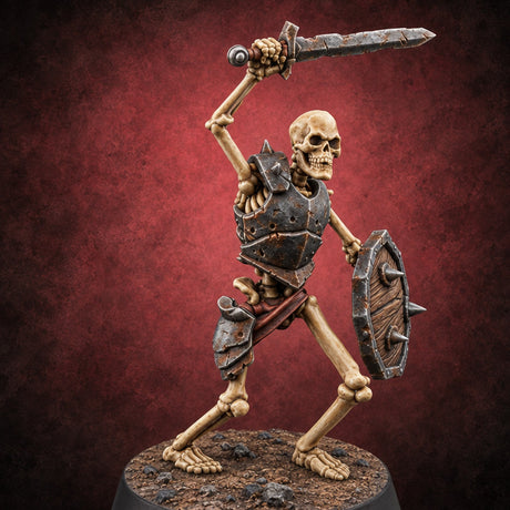 Long Dead, Still Enlisted Skeleton Warrior J — painted concept preview (miniature supplied unpainted)