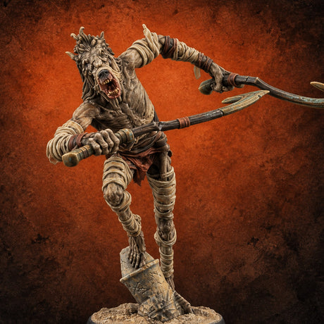 Stalking the Sands Beastfolk Mummy B — painted concept preview (miniature supplied unpainted)