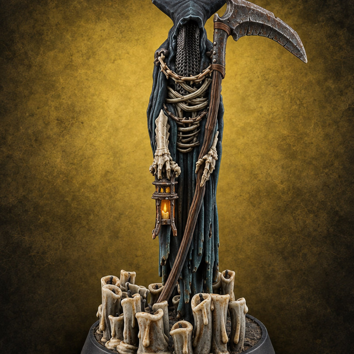 Snuffed Candles, Lit Lantern Wraith Scythe Reaper B — painted concept preview (miniature supplied unpainted)