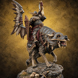 Steel, Feather and Fang Human Winged Hussar on Dire Wolf B — painted concept preview (miniature supplied unpainted)