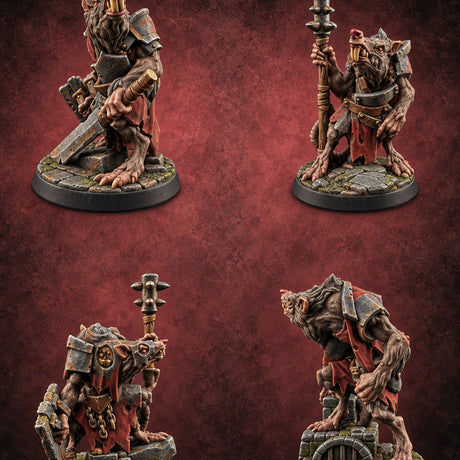 Gnawing on Grudges Ratfolk Warriors — painted concept preview (miniature supplied unpainted)