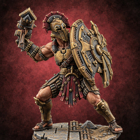 Bronze Wall, Rivet Heavy Human Hoplite Warrior A — painted concept preview (miniature supplied unpainted)