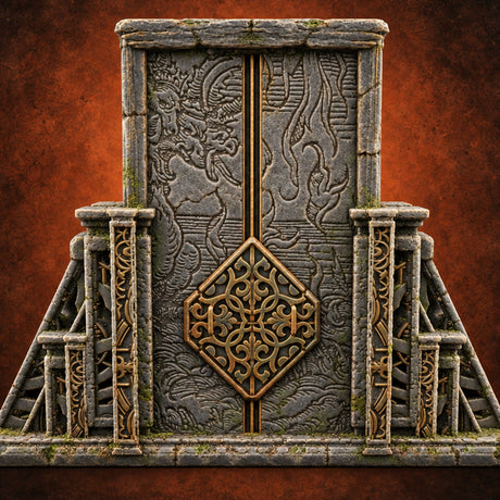 Doors Sealed, Pillars Still Praying Ornate Temple Gate Ruin D — painted concept preview (terrain supplied unpainted)
