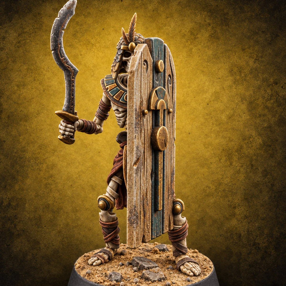 Dust and Sandstone Silence Skeleton Warrior C — painted concept preview (miniature supplied unpainted)