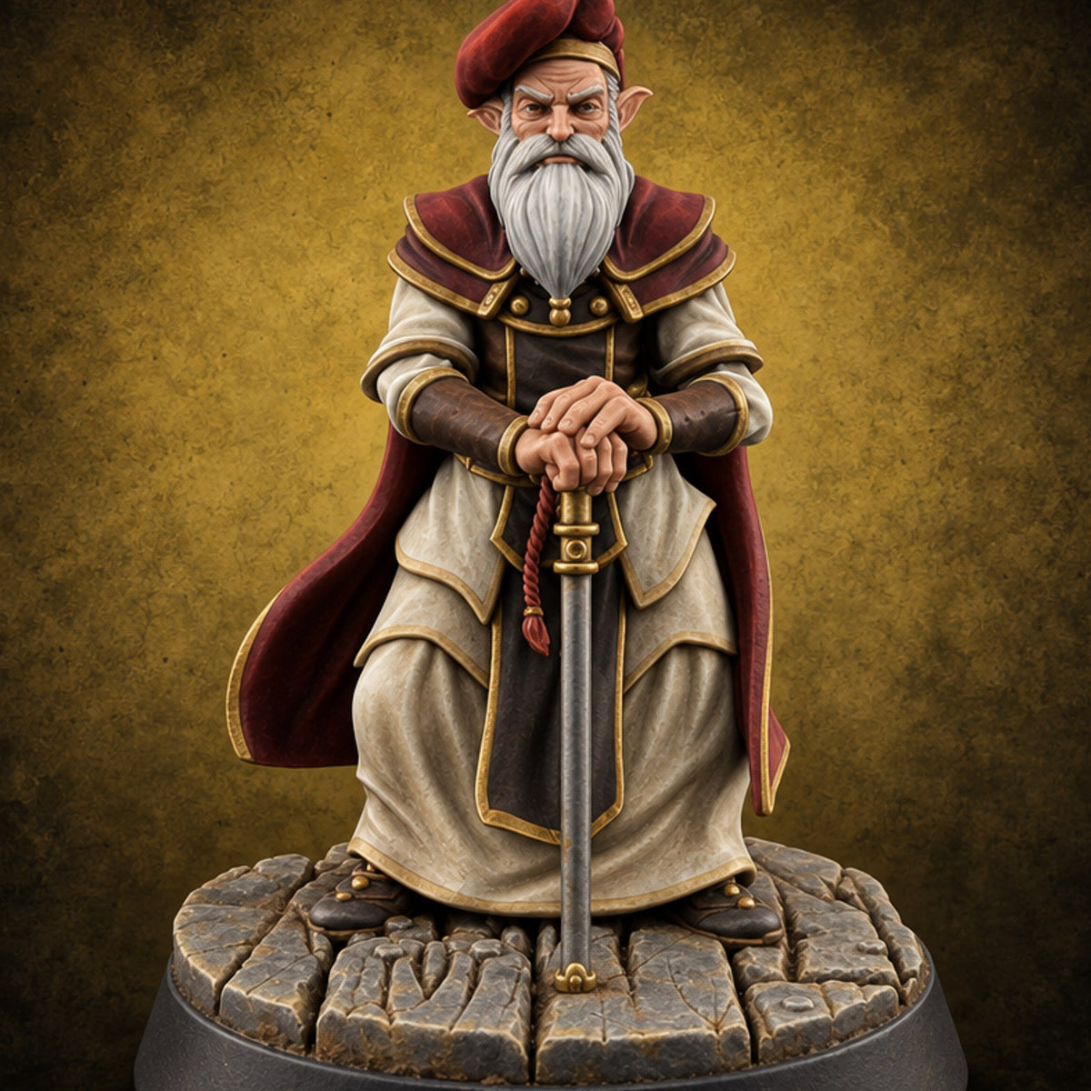 Verdict Pending, Wreath in Hand Human Noble Judge C — painted concept preview (miniature supplied unpainted)