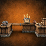 Arms Dealer's Horseshoe Wooden Merchant Counter — painted concept preview (terrain supplied unpainted)