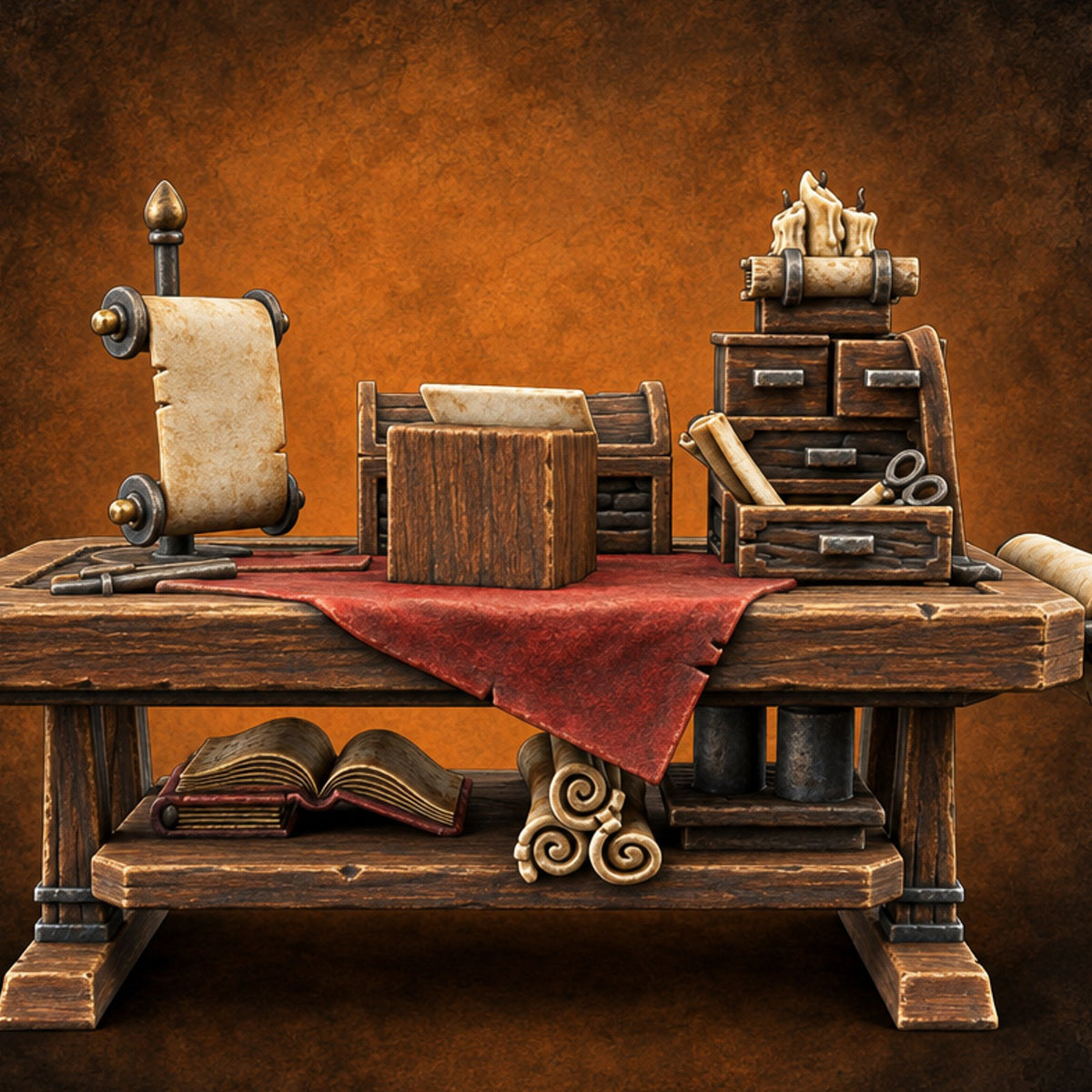 Return to Sender Wooden Post Office Furniture E — painted concept preview (terrain supplied unpainted)