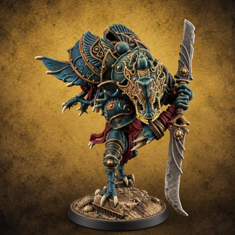 Poised to Strike Scarabfolk Warrior C — painted concept preview (miniature supplied unpainted)