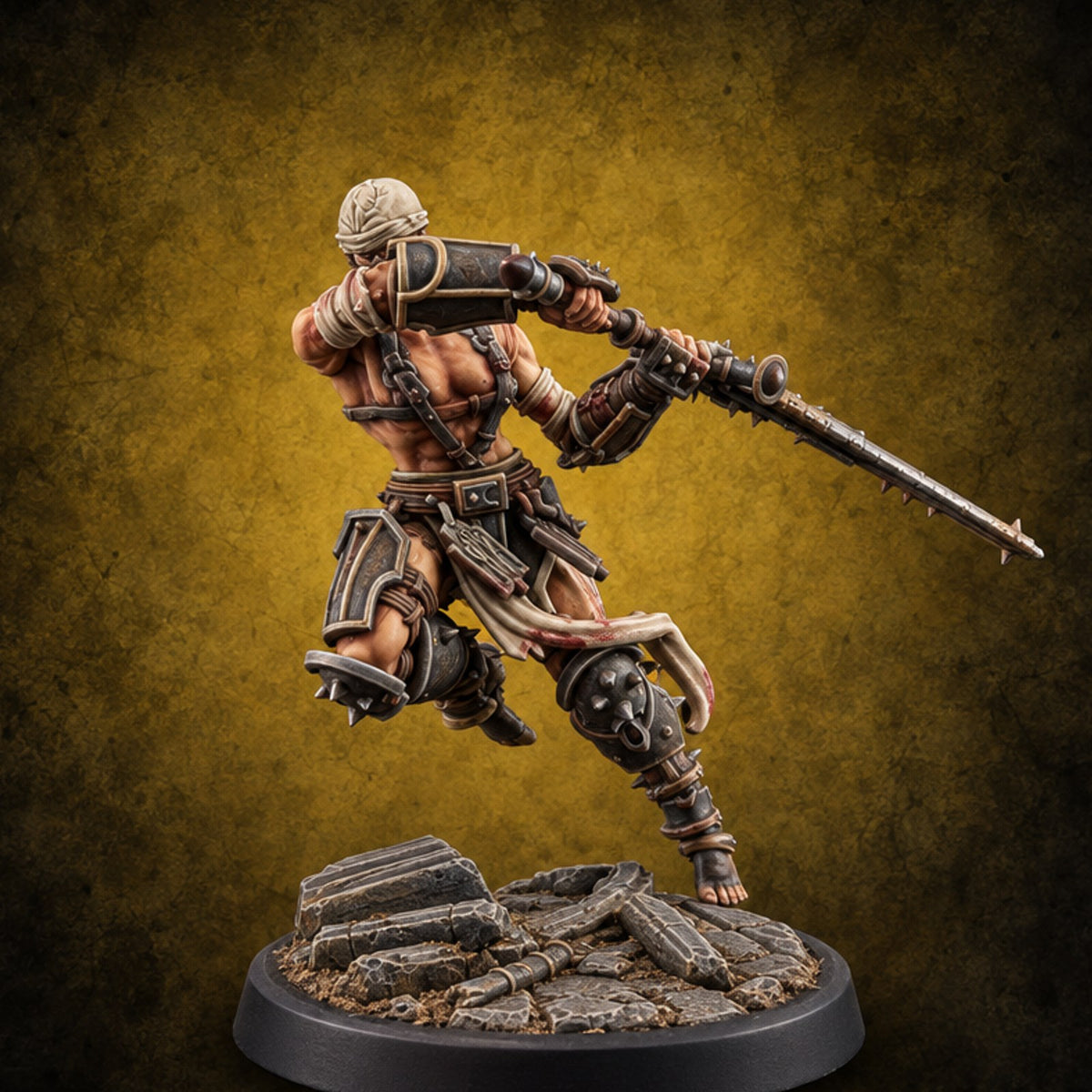 Penitents with Barbed Intent Human Spiked Warrior E — painted concept preview (miniature supplied unpainted)
