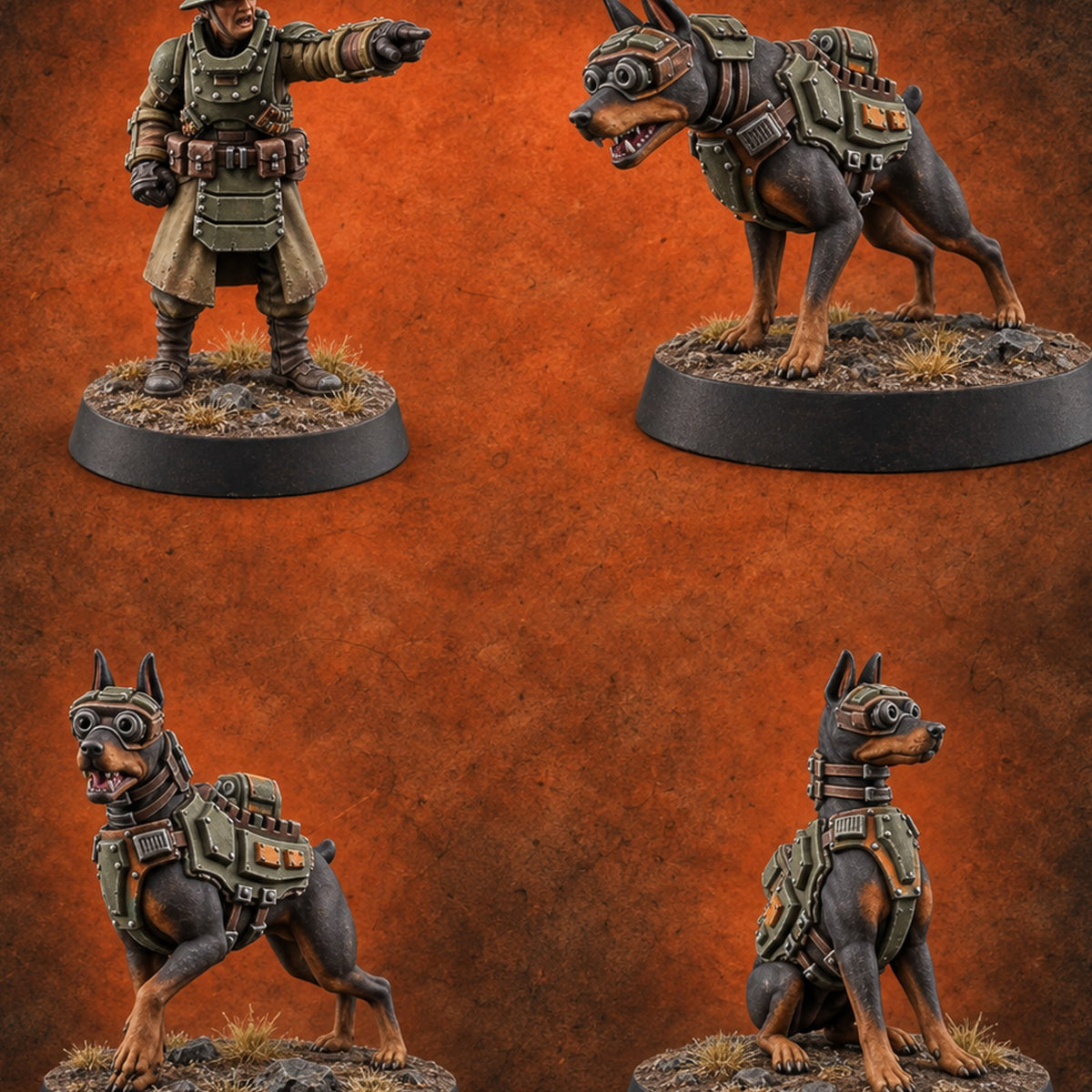Pointing the Way Human and War Dog Team — painted concept preview (miniature supplied unpainted)