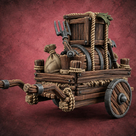 Rope-Lashed Farm Cart D Miniature for Dungeons and Dragons, Pathfinder or other TTRPGs