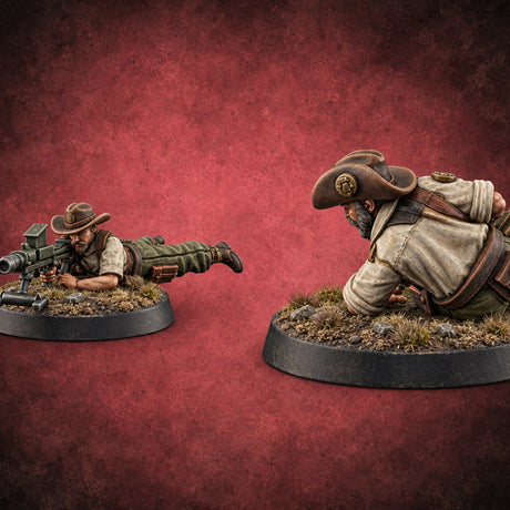 Flat Out, Eyes Down Human Prone Anti-Tank Rifle Team — painted concept preview (miniature supplied unpainted)