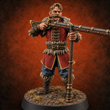 Forked Rests, Fuses Fizzing Human Gunner A — painted concept preview (miniature supplied unpainted)