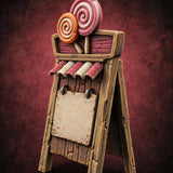 Sweet Tooth Pop-Up Wooden Candy Seller Market Piece C — painted concept preview (terrain supplied unpainted)