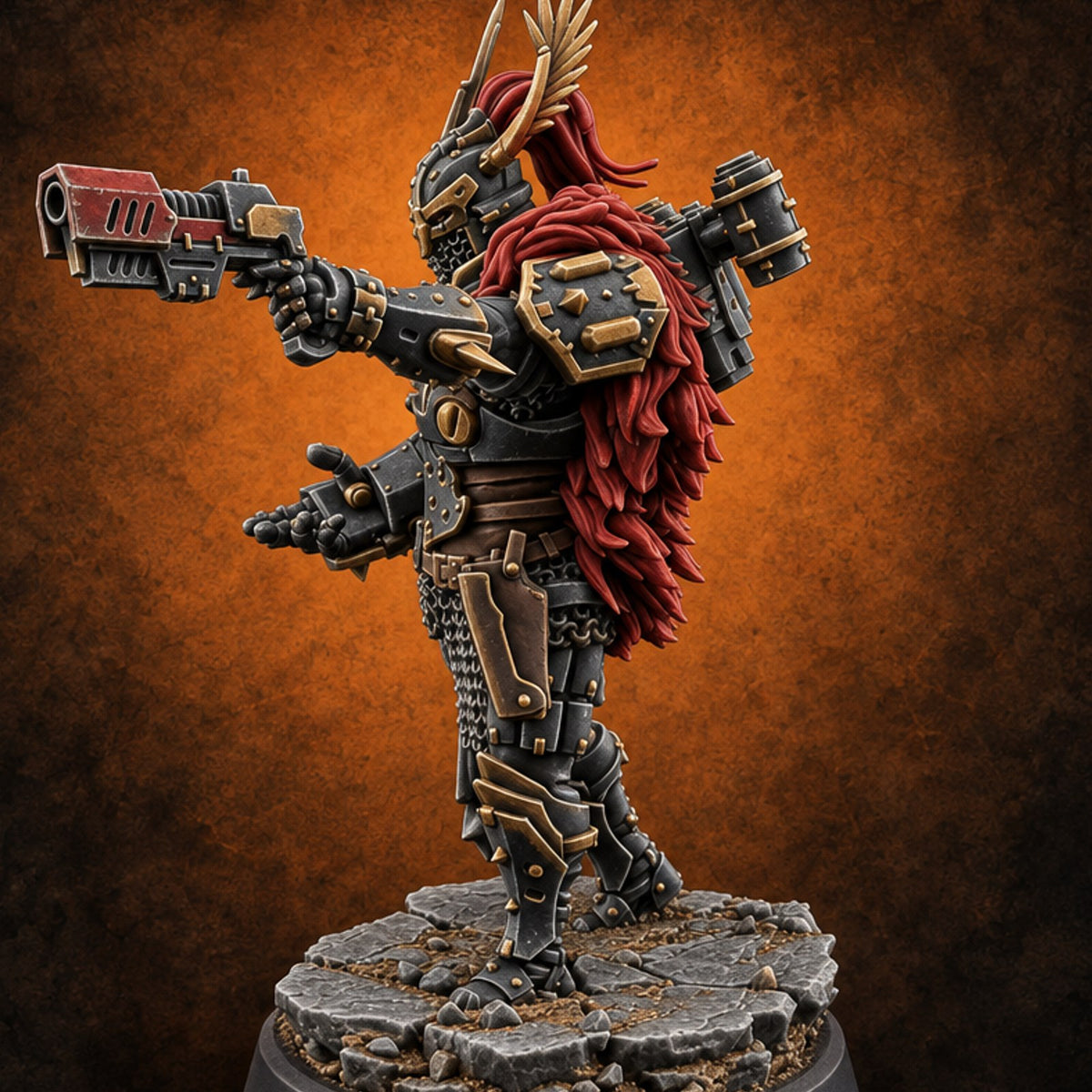 Sermons in Spikes Human Spiked Armoured Warrior K — painted concept preview (miniature supplied unpainted)