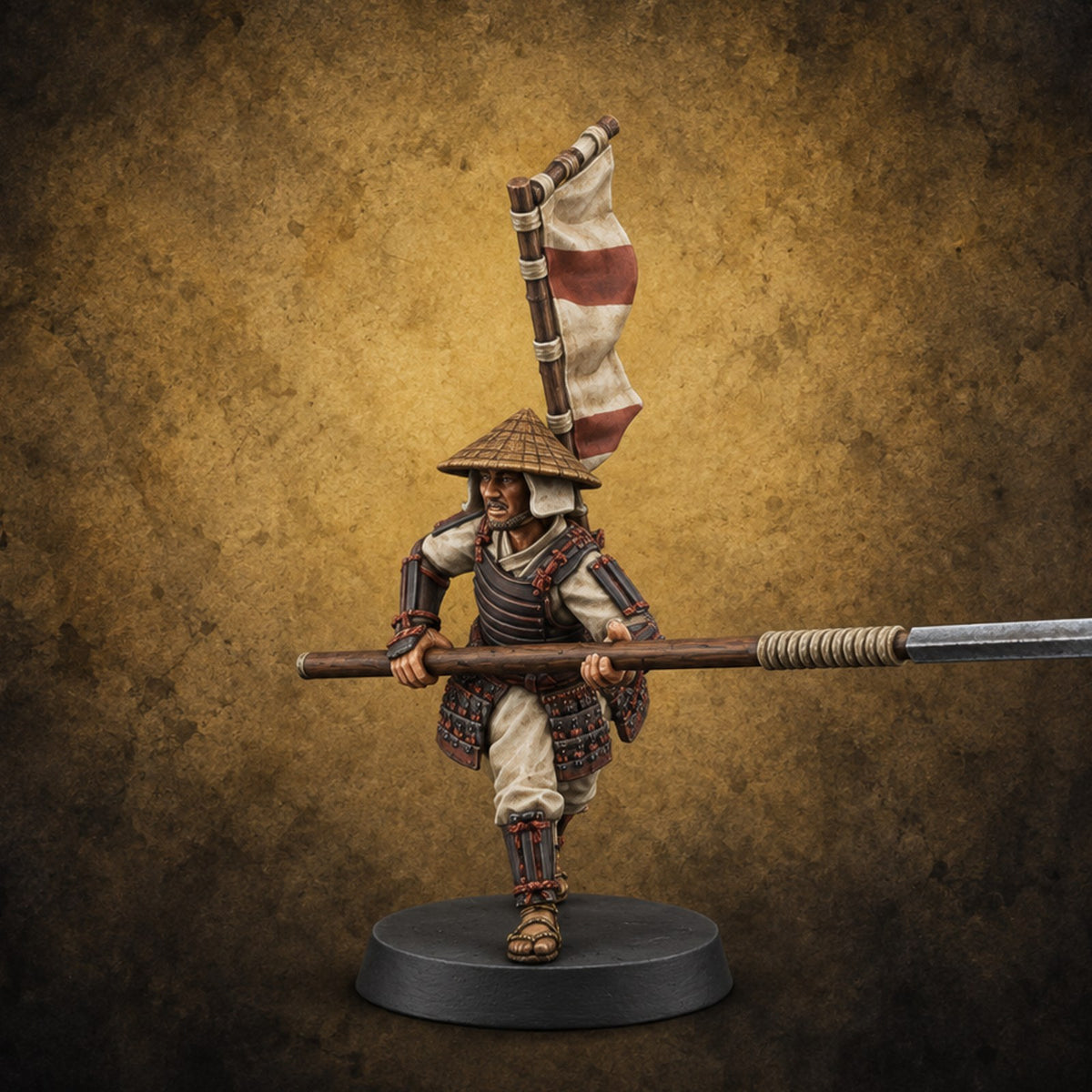 Levelled Spears Human Ashigaru E — painted concept preview (miniature supplied unpainted)
