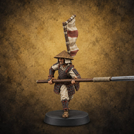 Levelled Spears Human Ashigaru E — painted concept preview (miniature supplied unpainted)