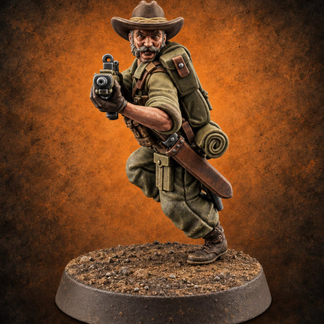 Brims Low, Bullpups Up Human Rifleman in Slouch Hat A — painted concept preview (miniature supplied unpainted)