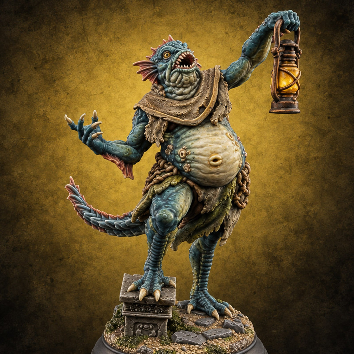 Claw, Spear and Lamp Oil Sahuagin Fish-Man C — painted concept preview (miniature supplied unpainted)