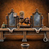 Rinse, Then Repeat Wooden Barber Shop Washbasin Bench — painted concept preview (terrain supplied unpainted)