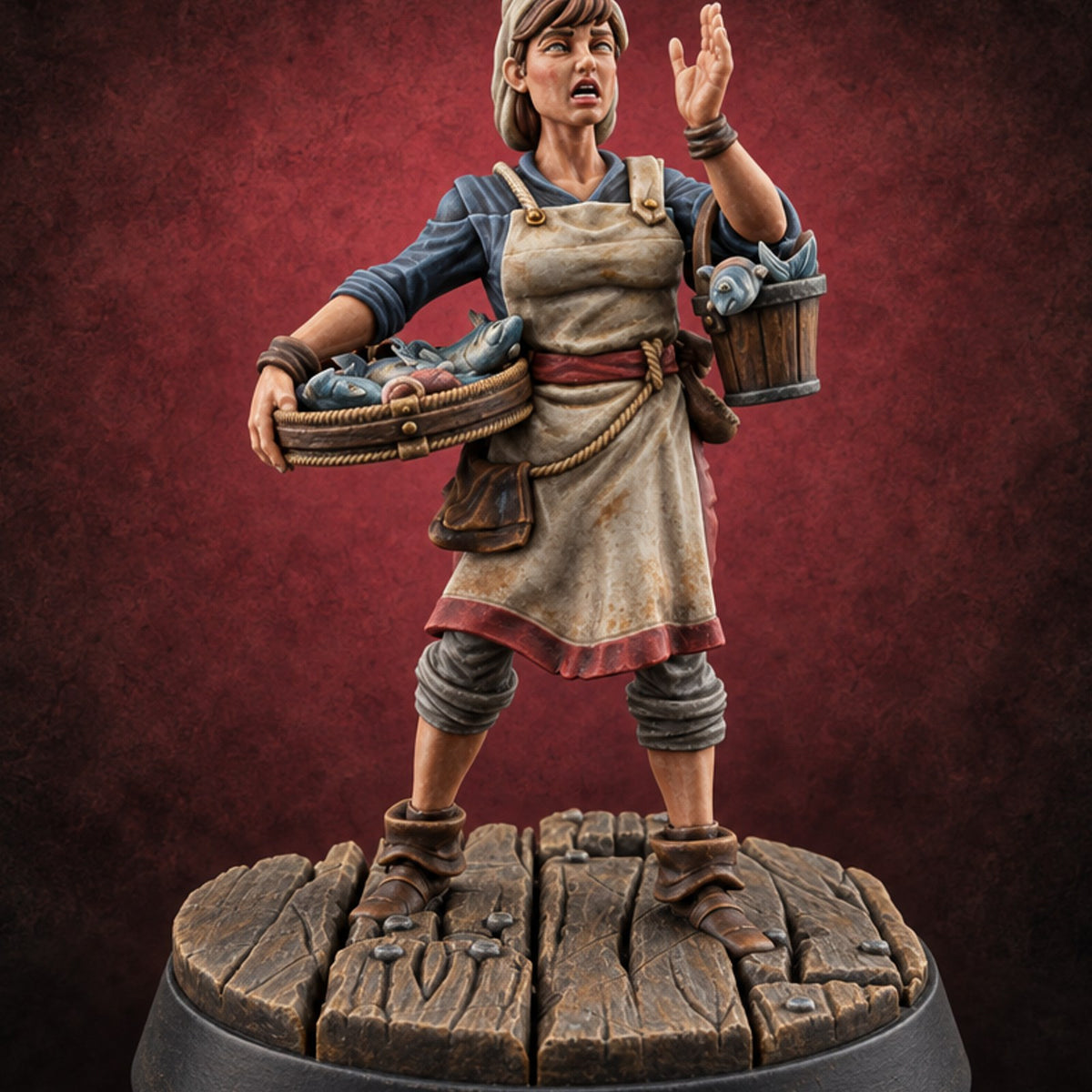 Fresh Catch Fish Vendor Market Miniature A — painted concept preview (miniature supplied unpainted)