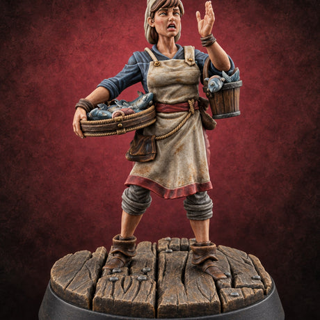 Fresh Catch Fish Vendor Market Miniature A — painted concept preview (miniature supplied unpainted)