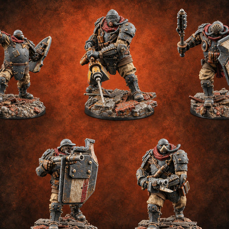 Breathing Rubble, Holding Ground Human Iron Guard Soldiers — painted concept preview (miniature supplied unpainted)