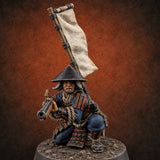 Matchlocks at the Ready Human Ashigaru Musketeer I — painted concept preview (miniature supplied unpainted)