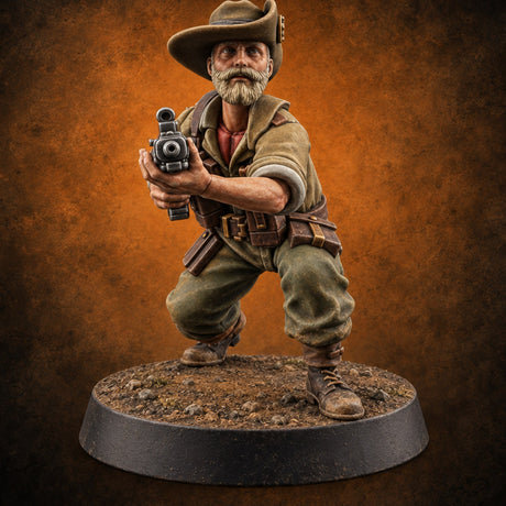 Unhurried Beards, Hurried Aim Human Rifleman in Slouch Hat F — painted concept preview (miniature supplied unpainted)