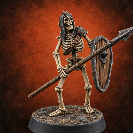 Long Dead, Still Enlisted Skeleton Warrior B — painted concept preview (miniature supplied unpainted)