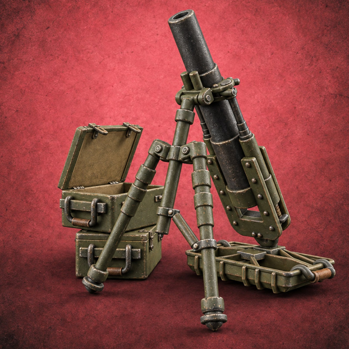Fire for Effect Japanese Naval Heavy Mortar Team A — painted concept preview (miniature supplied unpainted)