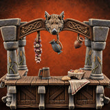 Boar's Tab Runs Long Wooden Inn Bar Counter — painted concept preview (terrain supplied unpainted)
