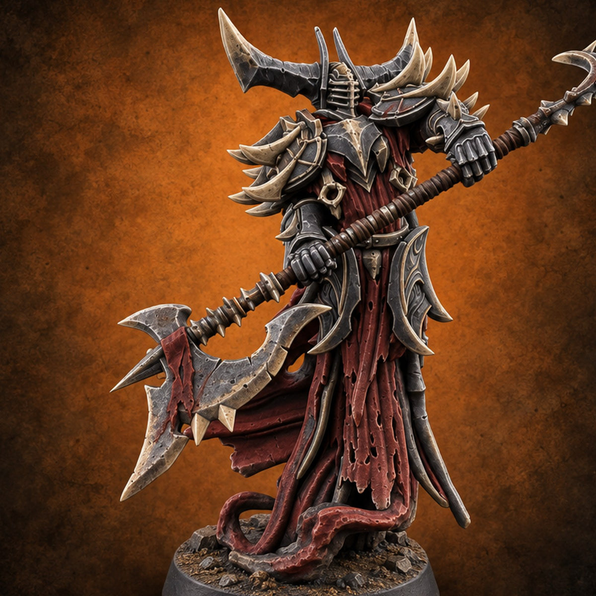 Pole Position in Perdition Death Knight Polearm Warrior B — painted concept preview (miniature supplied unpainted)