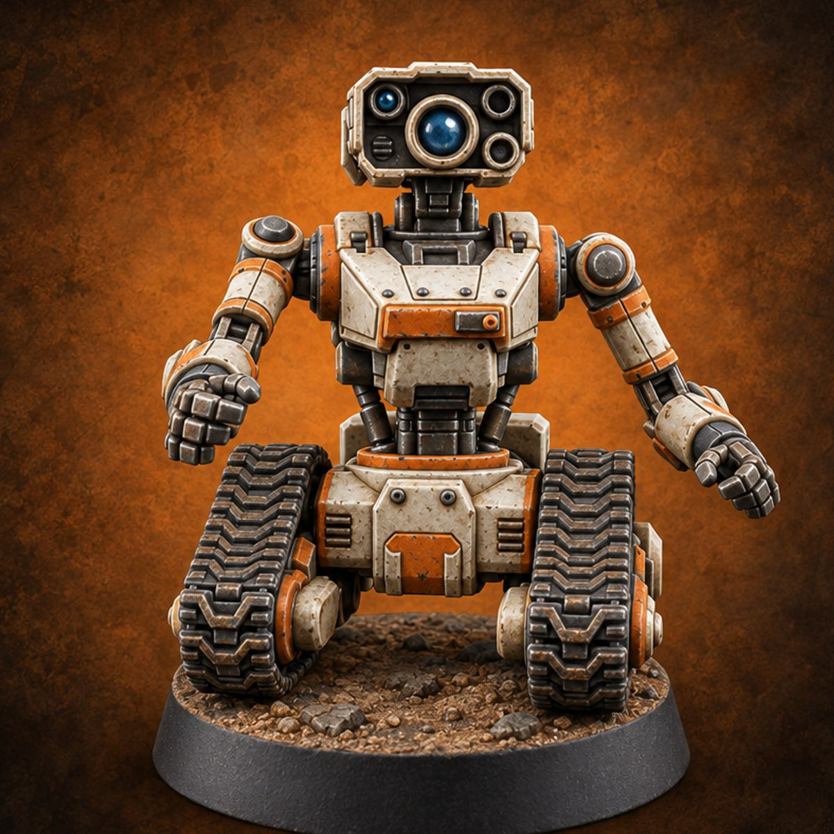 Rolling Out the Welcome Mat Modron Tracked Robot with Camera Head — painted concept preview (miniature supplied unpainted)