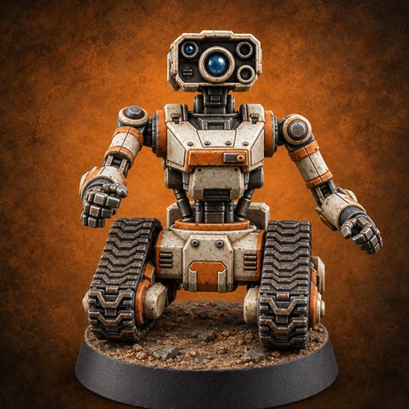 Rolling Out the Welcome Mat Modron Tracked Robot with Camera Head — painted concept preview (miniature supplied unpainted)