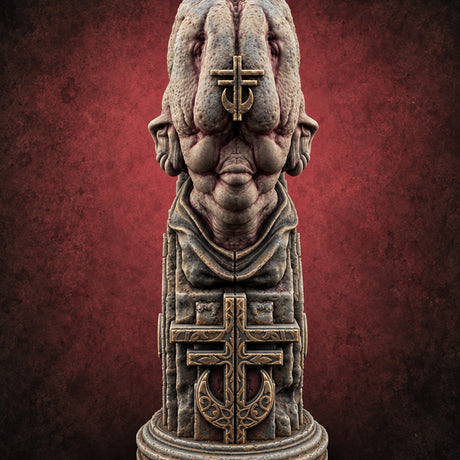 Every Face, One Creed Heretic Statue B — painted concept preview (terrain supplied unpainted)