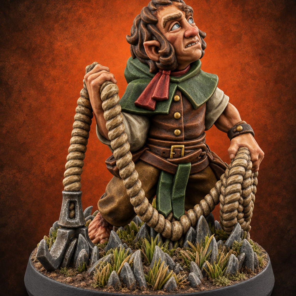 Small Folk, Big Appetite for Trouble Halfling Adventurer D — painted concept preview (miniature supplied unpainted)