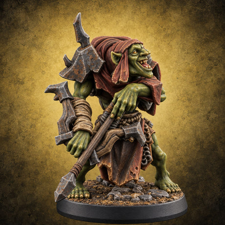 Volley Before Breakfast Goblin Warrior B — painted concept preview (miniature supplied unpainted)