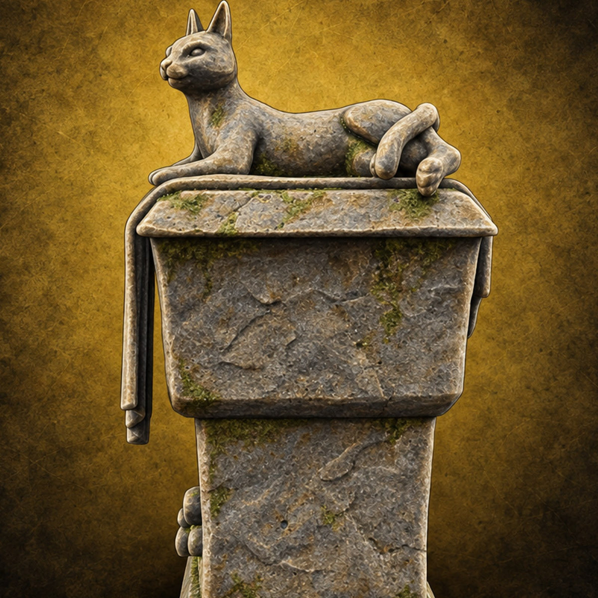 Cat Naps Here Daily Stone Cat Pedestal House — painted concept preview (terrain supplied unpainted)
