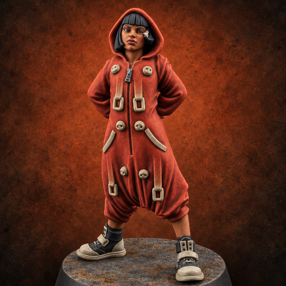 Matching Onesies Hooded Jumpsuit Civilian A — painted concept preview (miniature supplied unpainted)