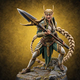 Lunge Now, Braid Later Elf Sentinel Spear Warrior A — painted concept preview (miniature supplied unpainted)