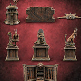 Rug Burn Risk Wooden Hunting Lodge Trophy Displays — painted concept preview (terrain supplied unpainted)