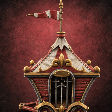 Ringmaster's Unwilling Guests Carnival Cage Wagon B — painted concept preview (terrain supplied unpainted)