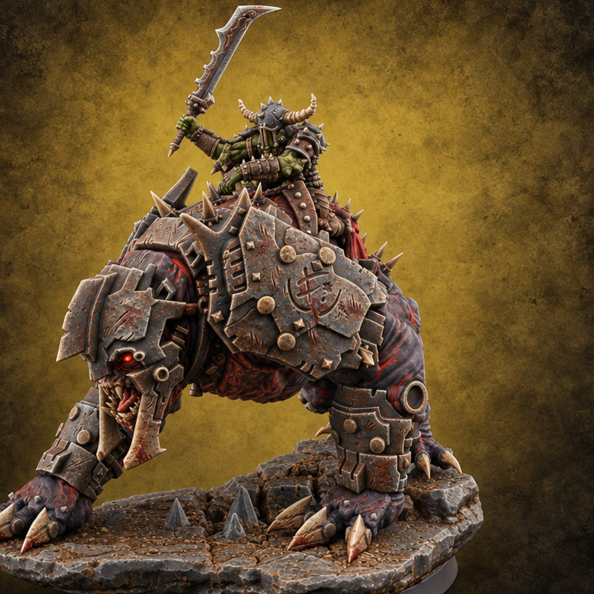 Small Rider, Large Mistake Goblin Rider on Hell Hound B — painted concept preview (miniature supplied unpainted)