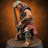 Sandals Planted, Matchlocks Steady Human Matchlock Gunner D — painted concept preview (miniature supplied unpainted)
