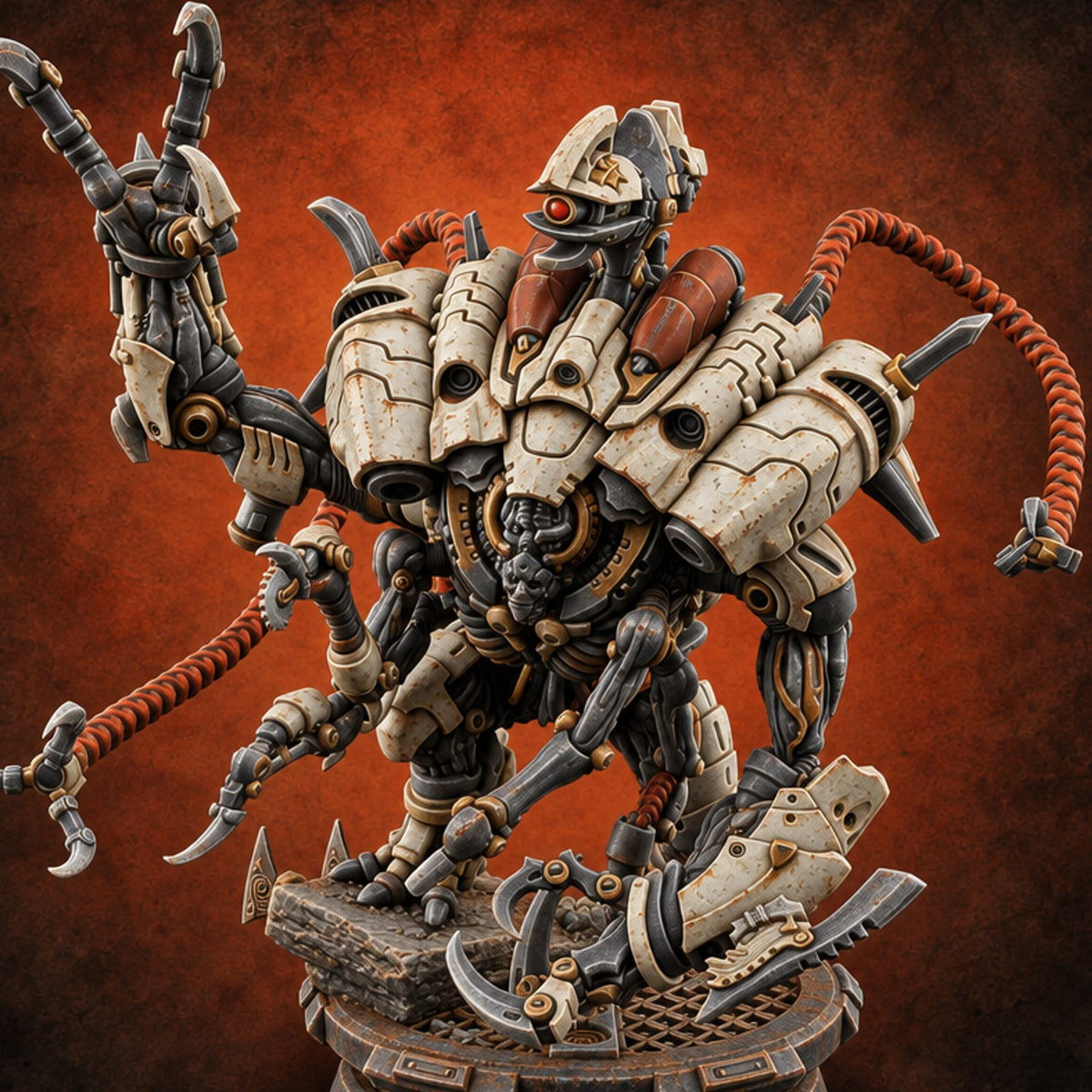 Cable Loops Overhead, Claws Below Retriever Construct Walker D — painted concept preview (miniature supplied unpainted)