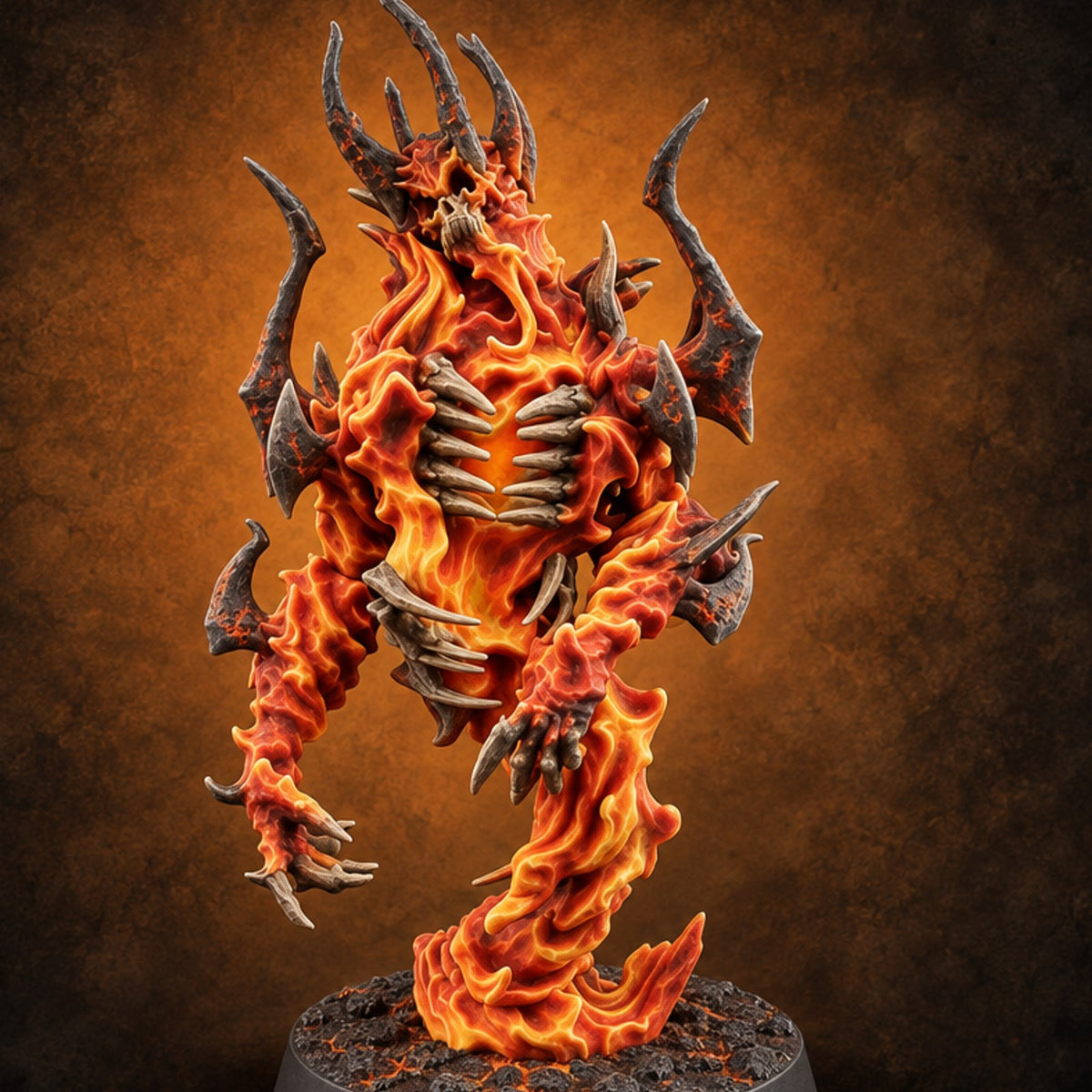Burned Out and Bitter Fire Elemental C — painted concept preview (miniature supplied unpainted)