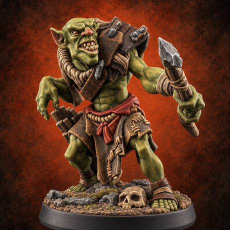 Volley Before Breakfast Goblin Warrior C — painted concept preview (miniature supplied unpainted)